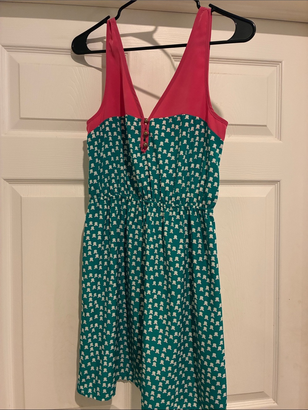 Hot Pink & Teal EVERLY Patterned Sleeveless Dress SMALL